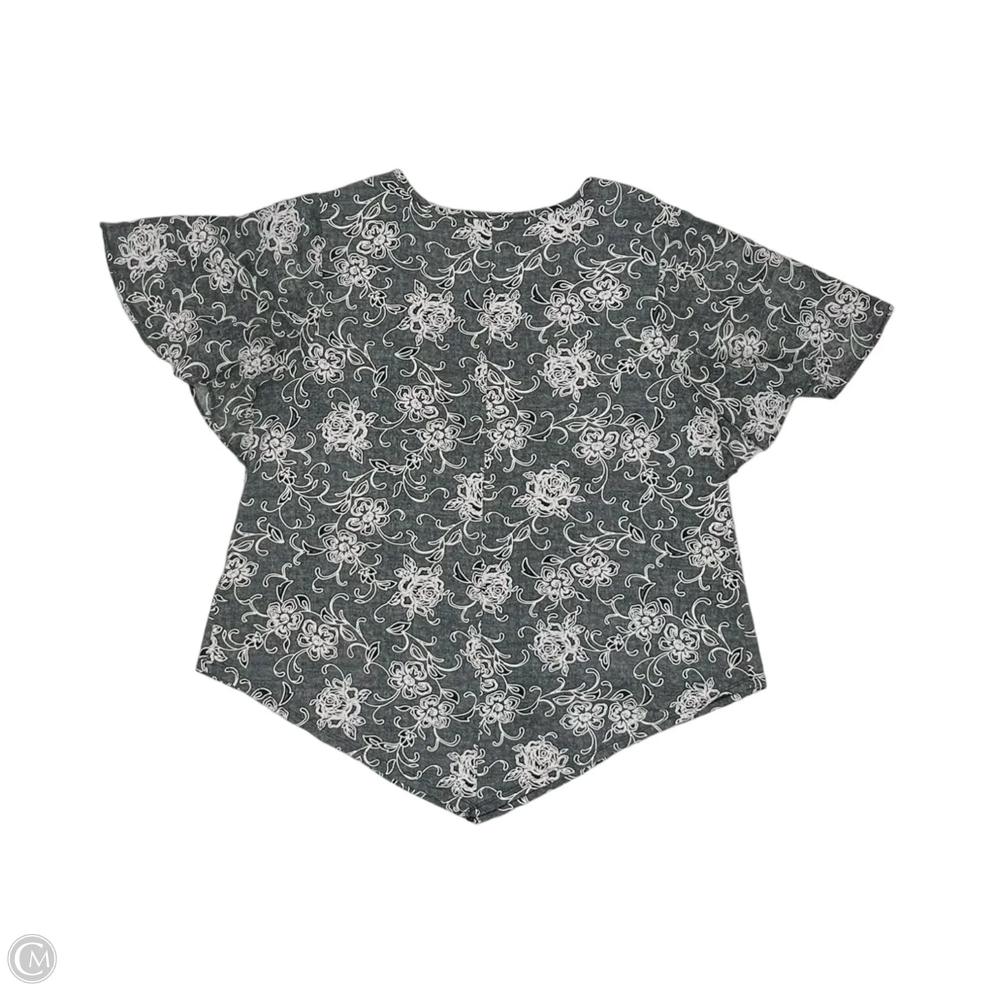 Blouse Short Sleeve By Sami & Jo In Grey & White, Size: L