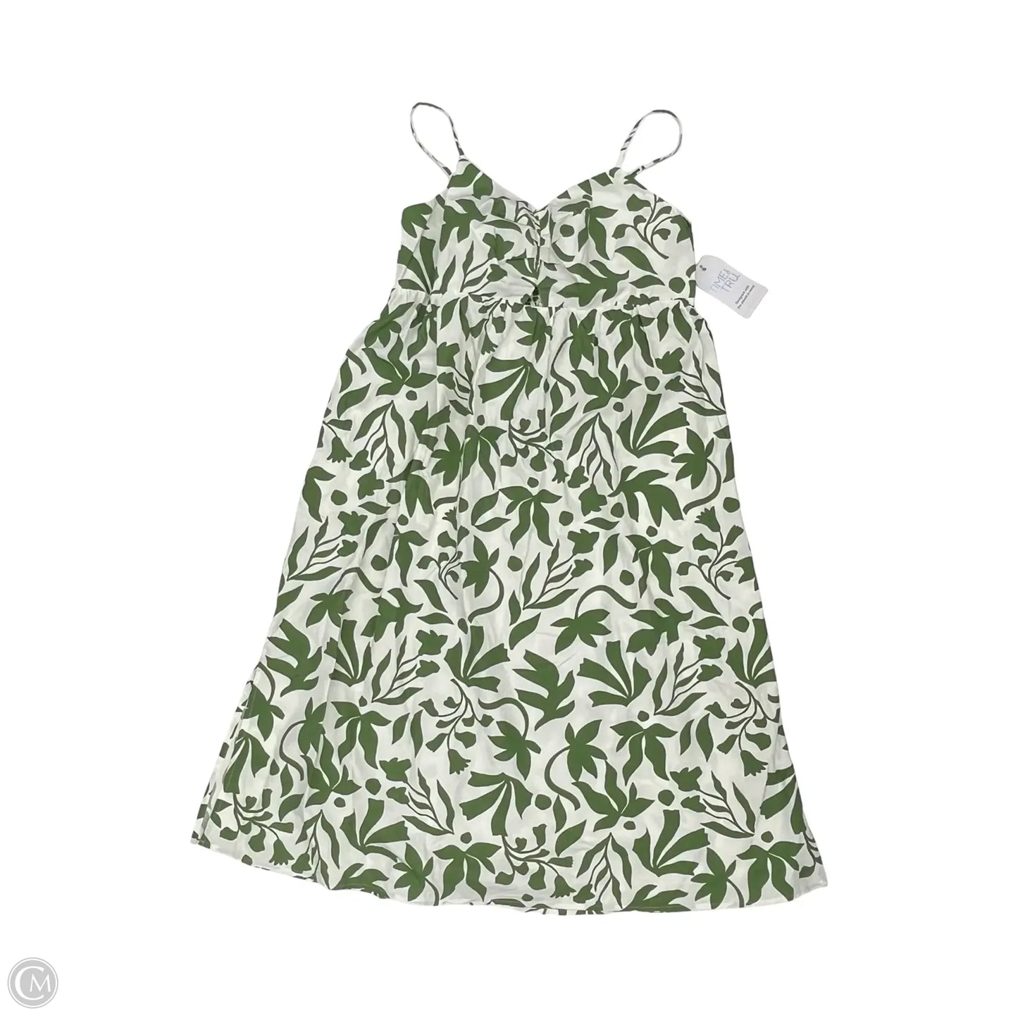 Dress Casual Midi By Time And Tru In Green & White, Size: L