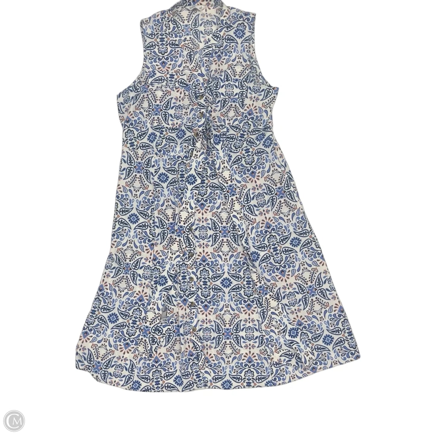 Dress Casual Midi By Croft And Barrow In Blue & White, Size: Xl