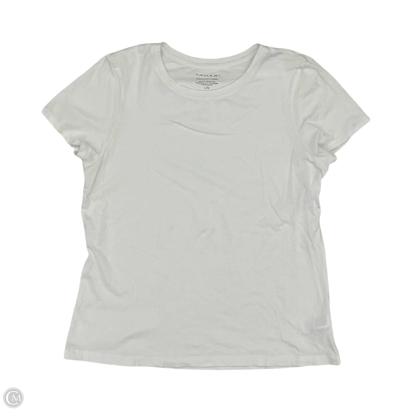 Blouse Short Sleeve By Tahari In White, Size: L