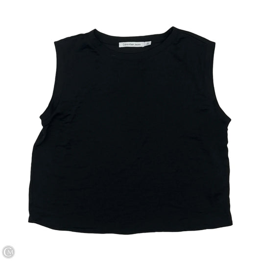 Blouse Short Sleeve By Calvin Klein In Black, Size: M