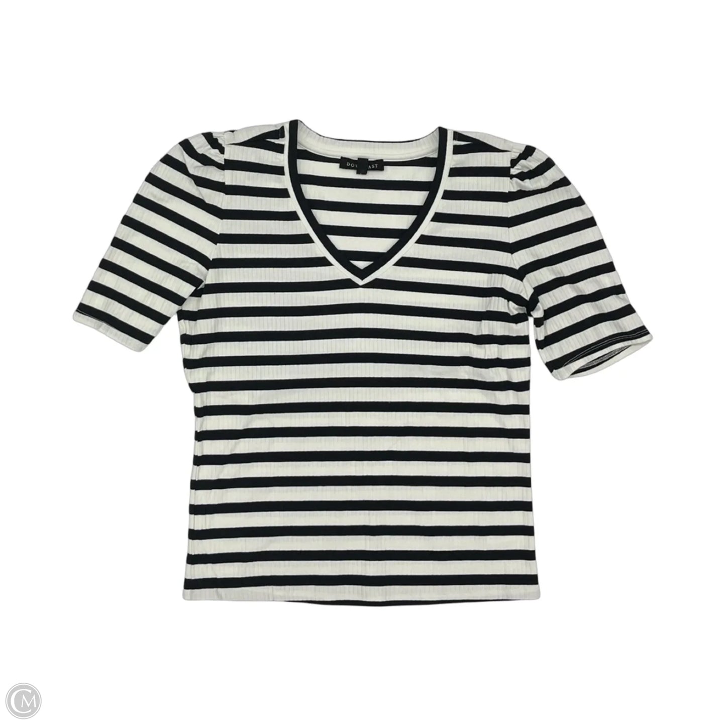 Top Short Sleeve By Downeast In Black & White, Size: L