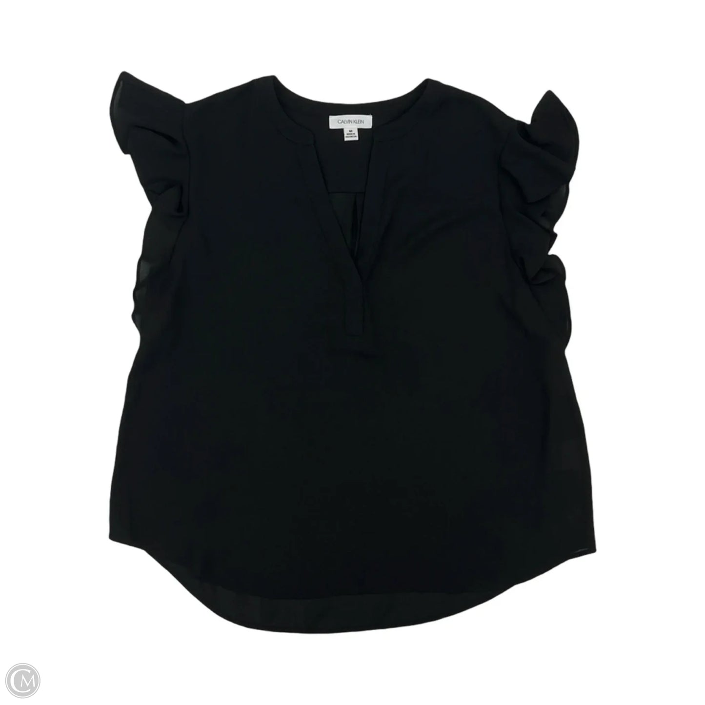 Blouse Short Sleeve By Calvin Klein In Black, Size: M