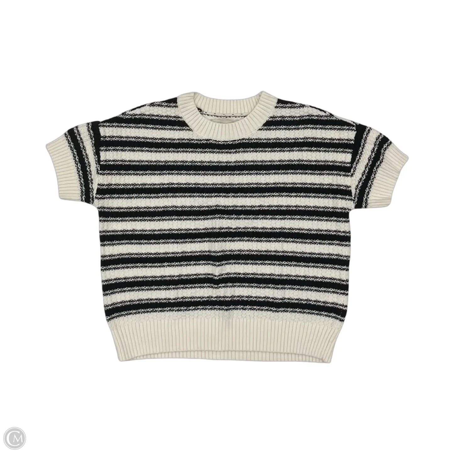 Sweater Short Sleeve By Loft In Black & Cream, Size: S