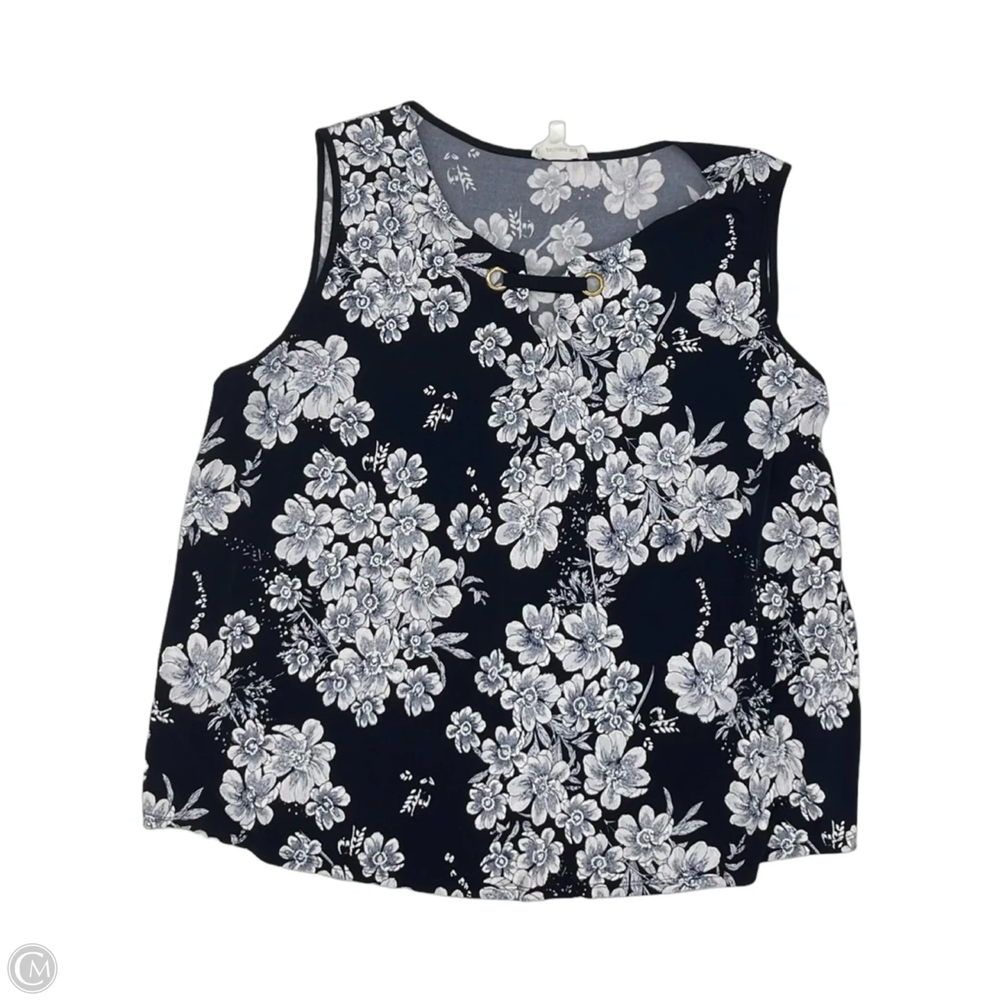 Blouse Sleeveless By Clothes Mentor In Blue & Cream, Size: 2x