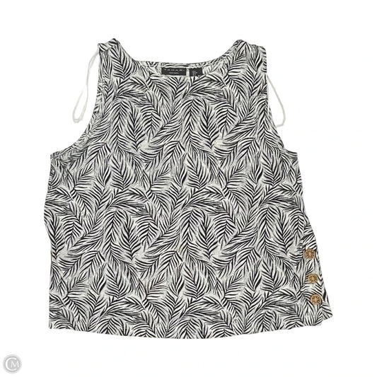 Blouse Sleeveless By Tahari In Black & Cream, Size: L