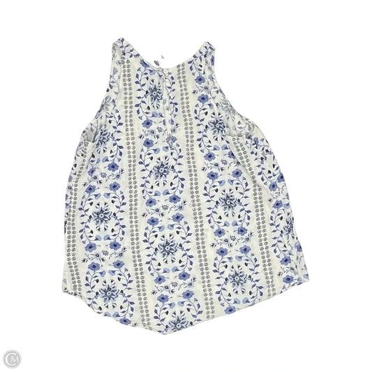 Blouse Sleeveless By Old Navy In Blue & Cream, Size: L