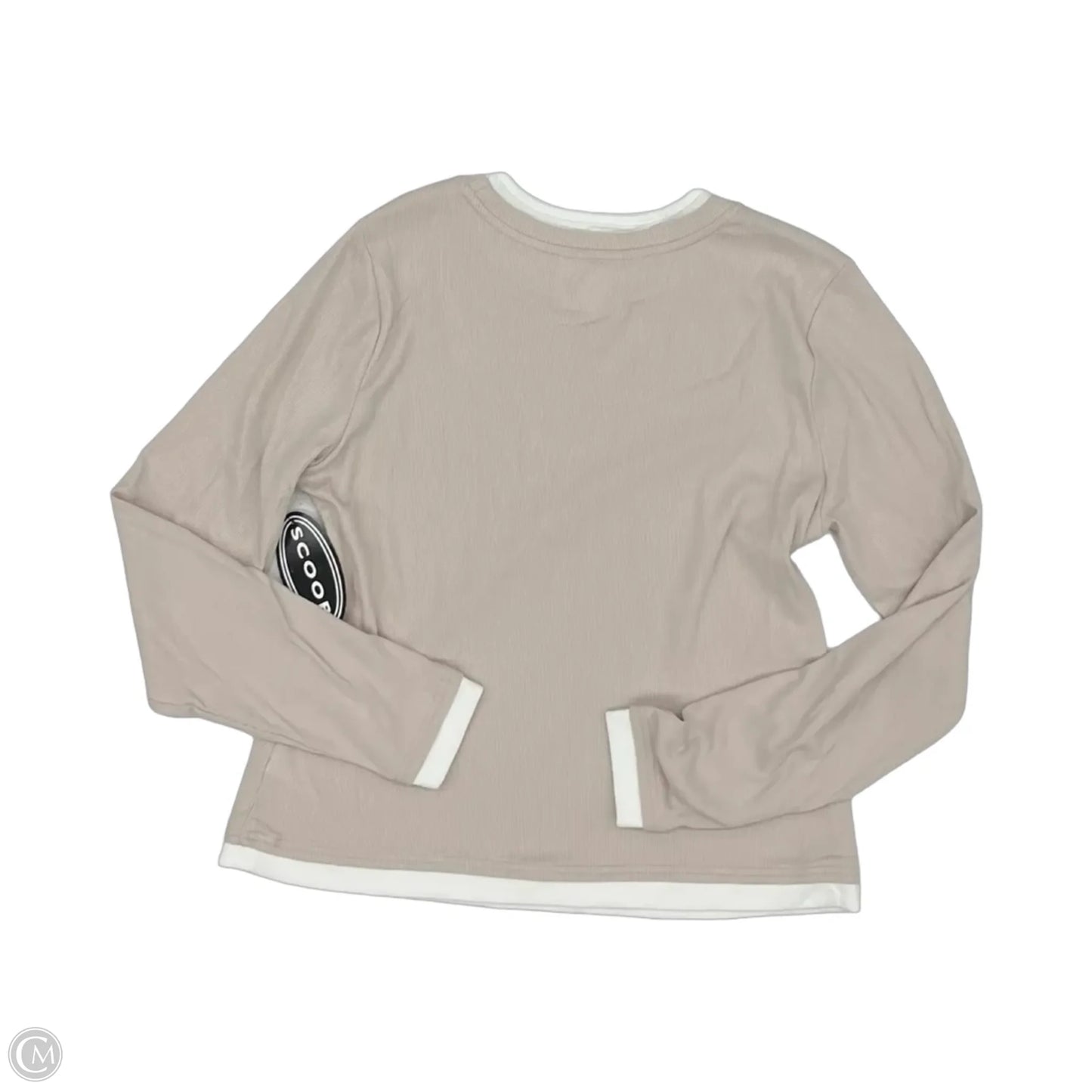 Top Long Sleeve By Scoop In Cream & Tan, Size: Xxl