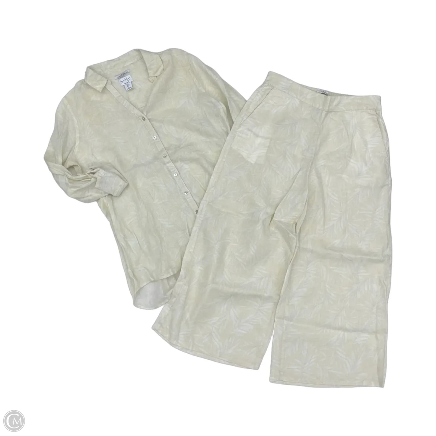Pants Suit 2pc By Nicole By Nicole Miller In Cream, Size: L