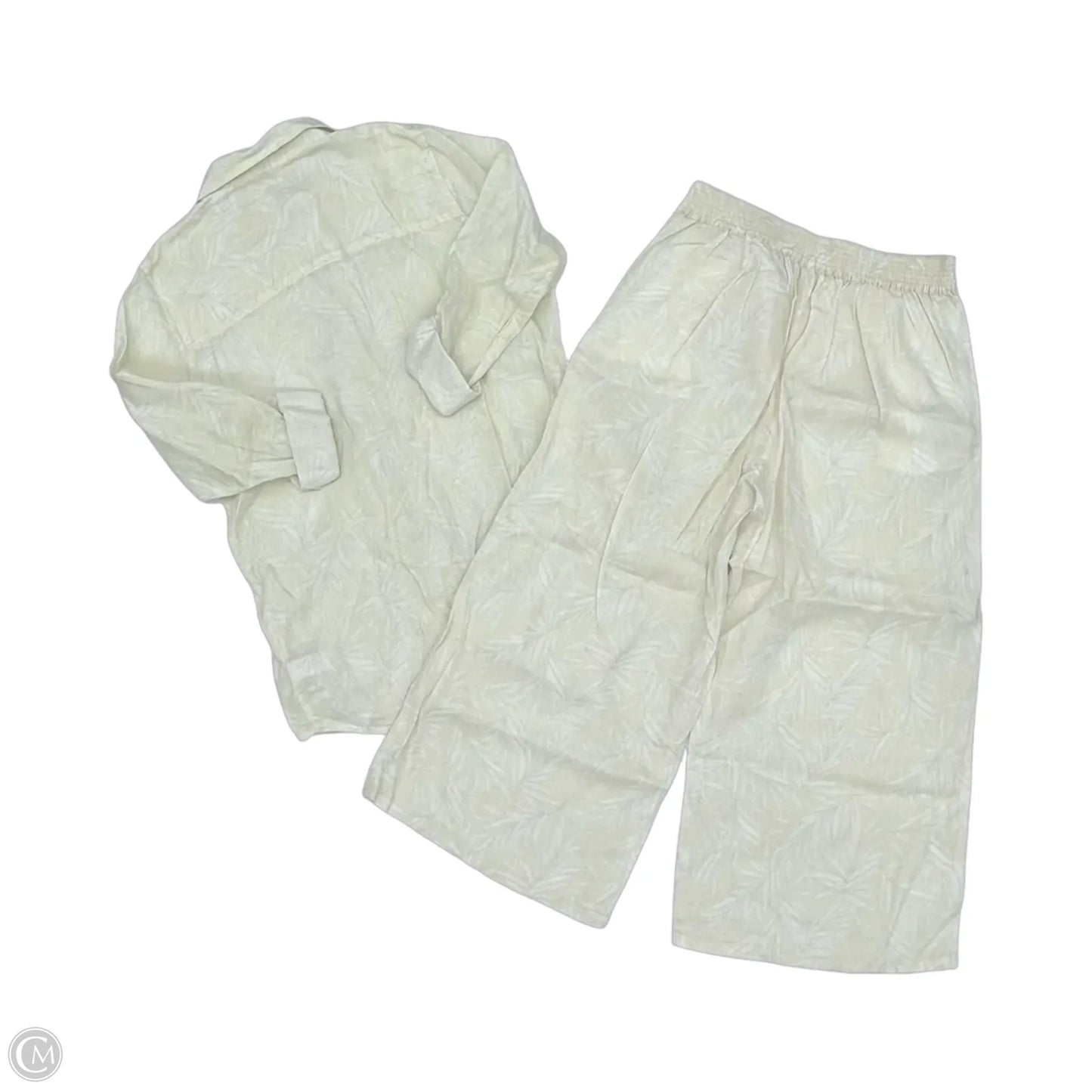 Pants Suit 2pc By Nicole By Nicole Miller In Cream, Size: L