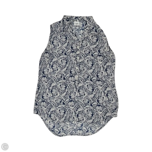 Blouse Sleeveless By Cabi In Blue & Cream, Size: Xs