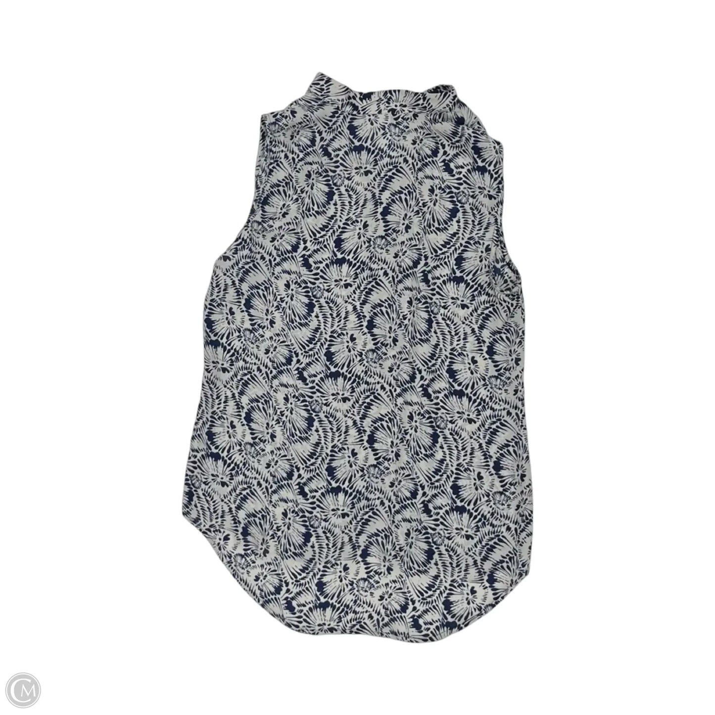 Blouse Sleeveless By Cabi In Blue & Cream, Size: Xs