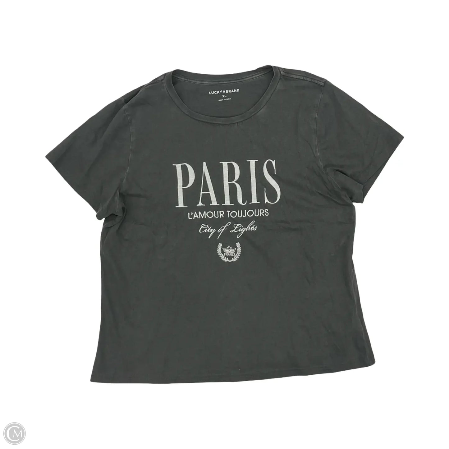 Top Short Sleeve By Lucky Brand In Grey, Size: Xl
