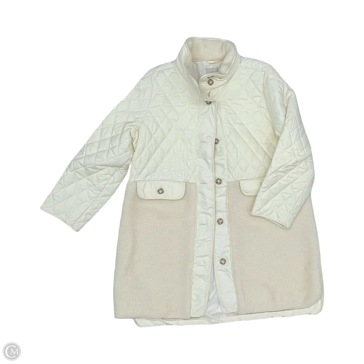 Jacket Puffer & Quilted By Loft In Cream, Size: Xxl