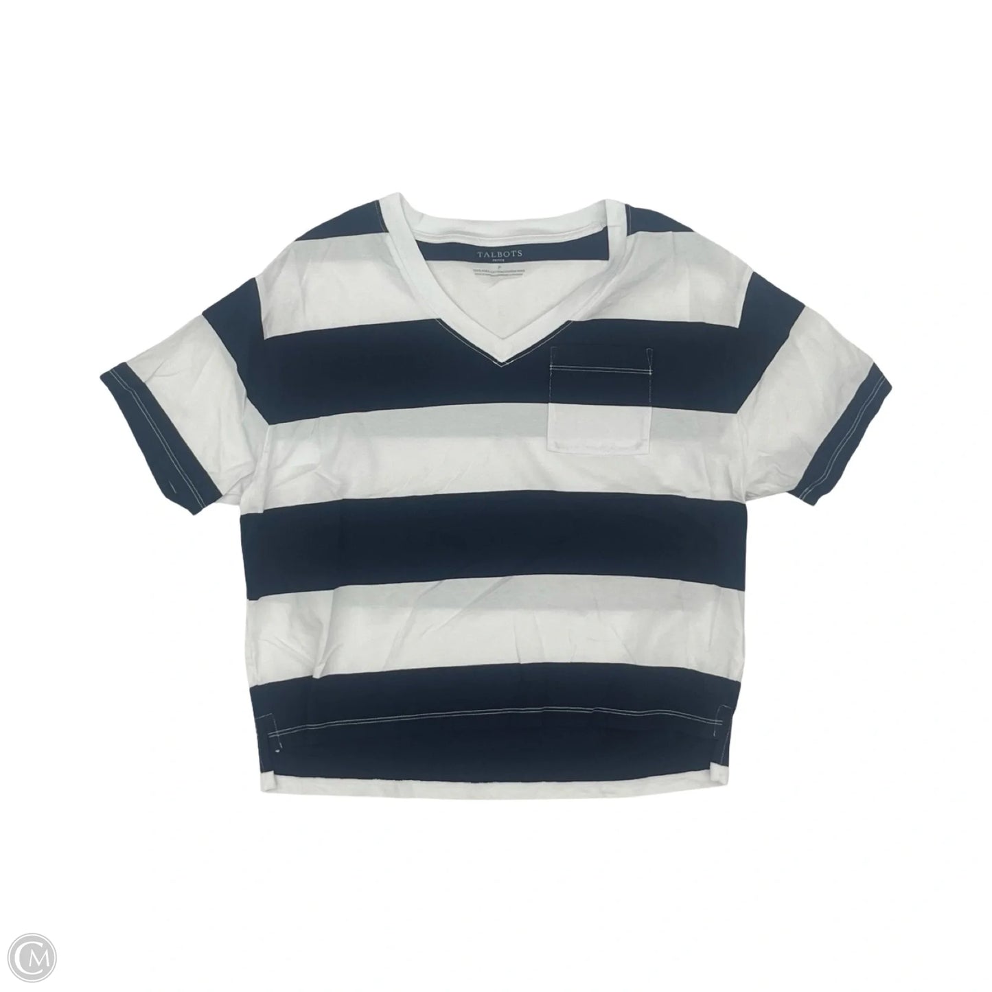 Top Short Sleeve By Talbots In Blue & White, Size: S