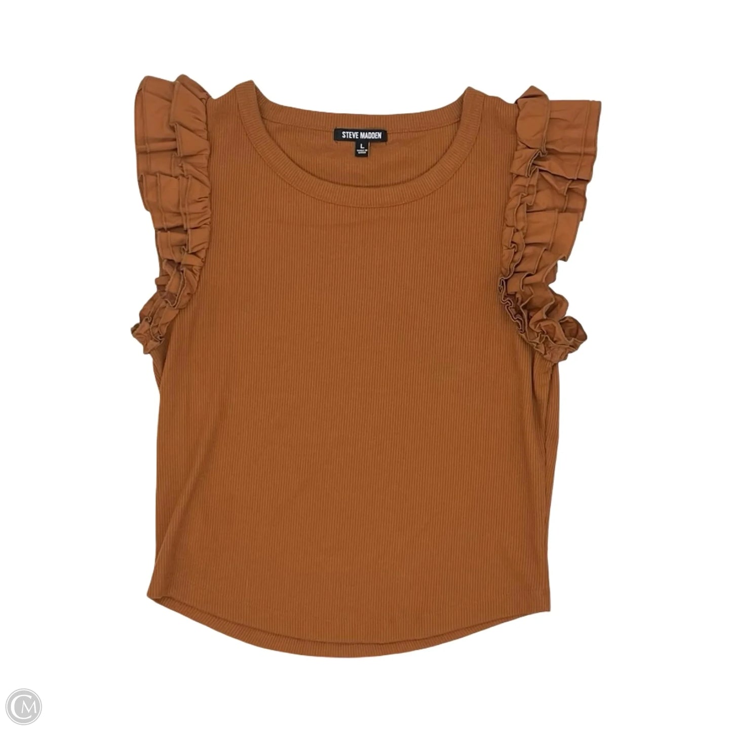 Blouse Short Sleeve By Steve Madden In Brown, Size: L