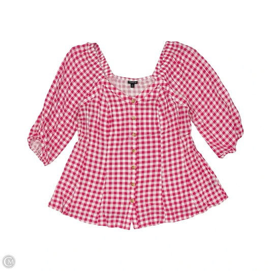Blouse Short Sleeve By Torrid In Pink & White, Size: 1x