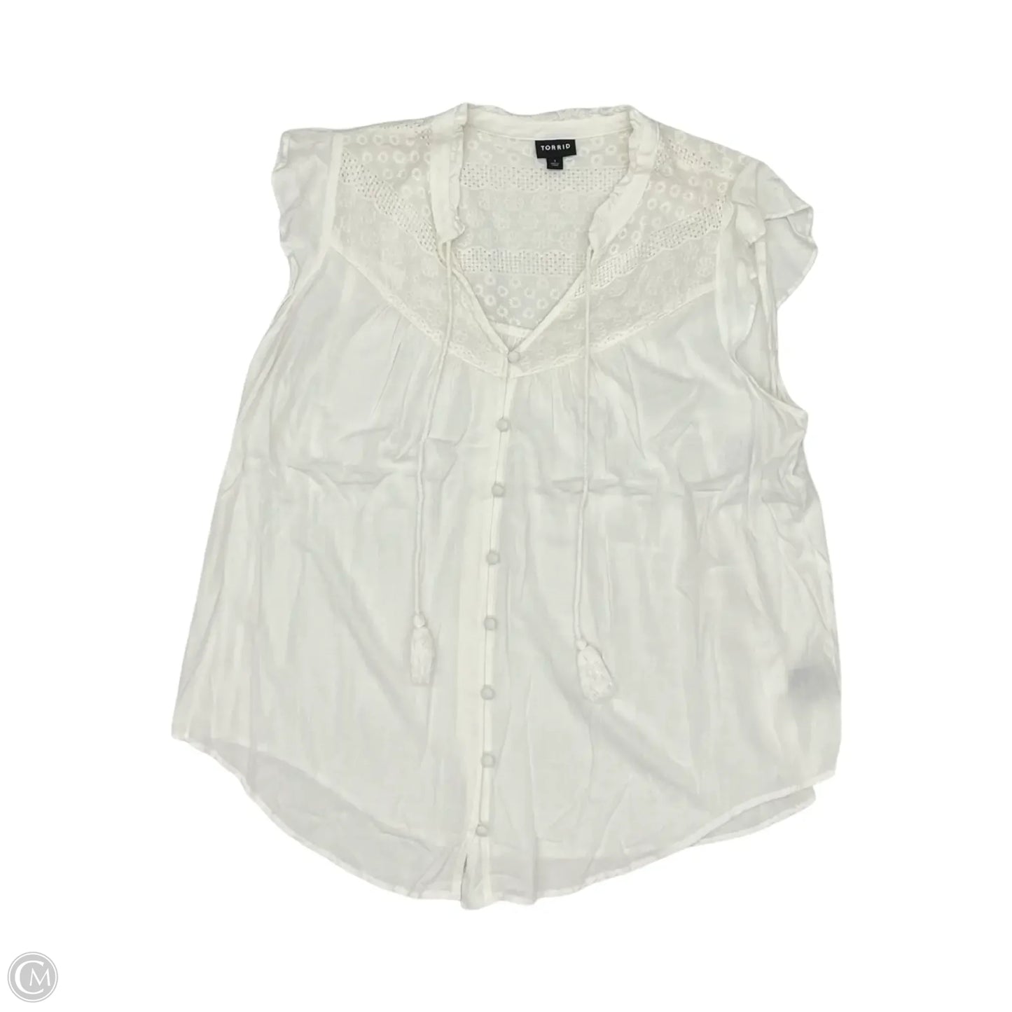 Blouse Short Sleeve By Torrid In White, Size: 1x