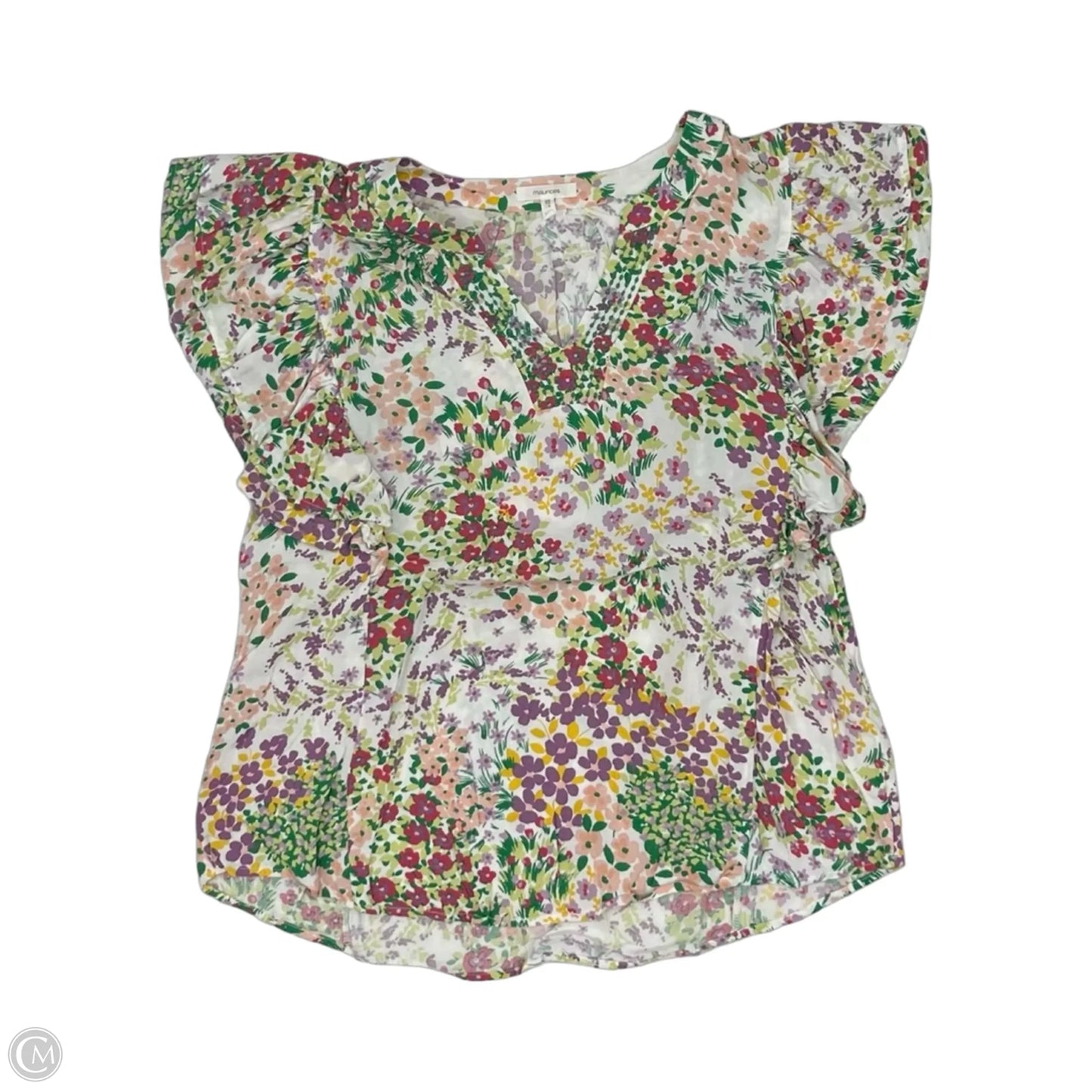 Blouse Short Sleeve By Maurices In Floral Print, Size: Xl