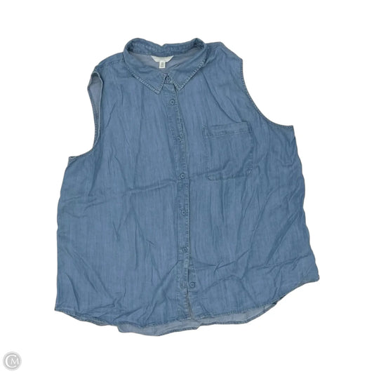 Blouse Sleeveless By Time And Tru In Blue Denim, Size: Xxl