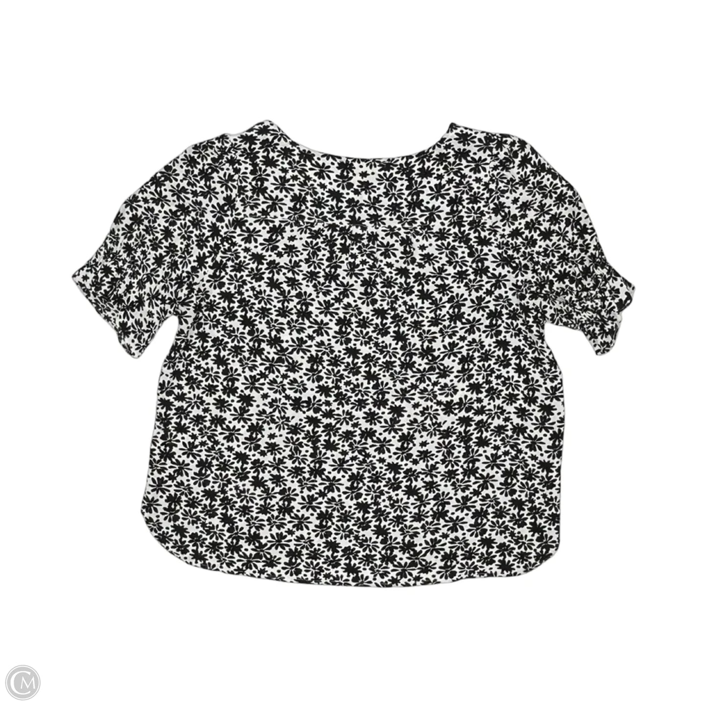 Blouse Short Sleeve By Loft In Black & Cream, Size: L