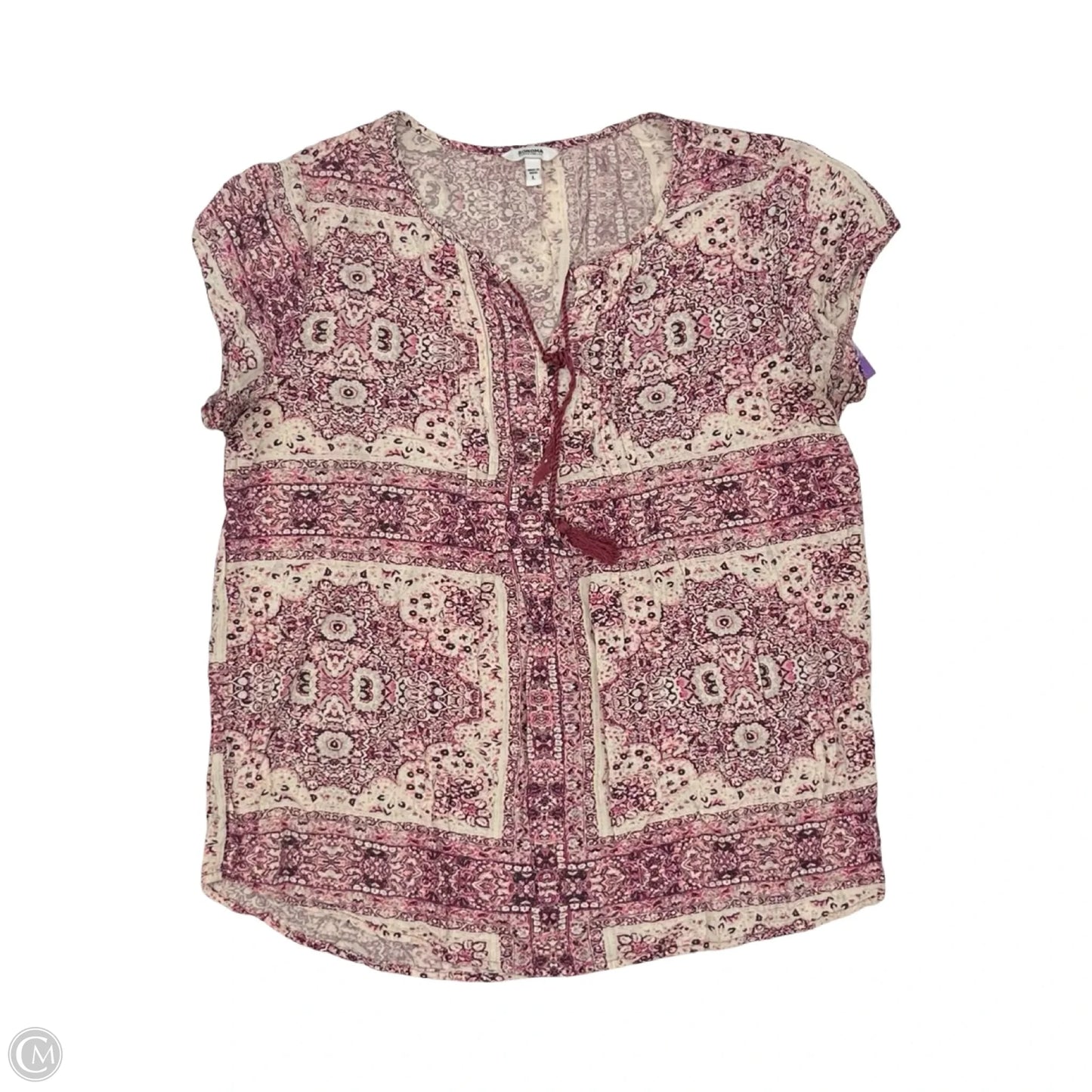 Blouse Short Sleeve By Sonoma In Pink & Tan, Size: L