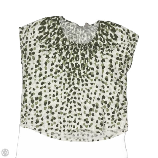 Top Short Sleeve By Chicos In Green & White, Size: L