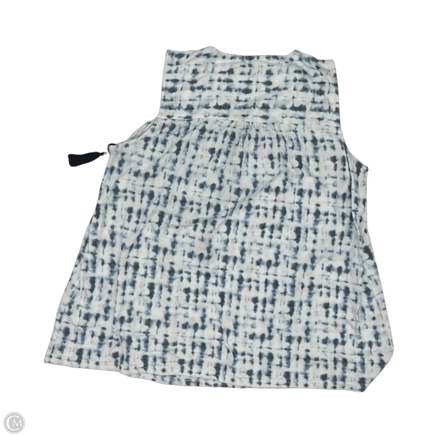 Blouse Sleeveless By Skyes The Limit In Blue & White, Size: L