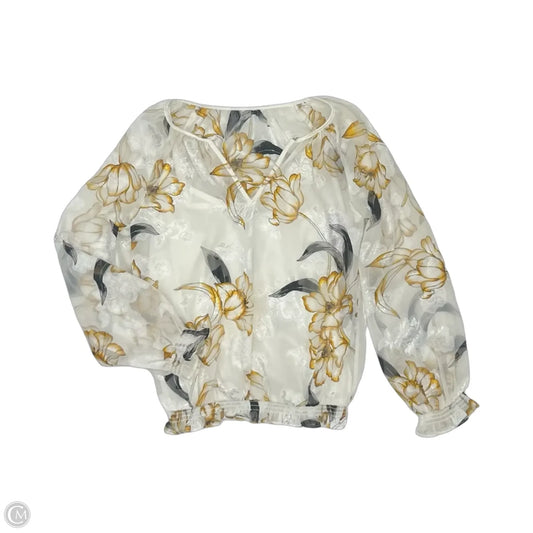 Blouse Long Sleeve By White House Black Market In Floral Print, Size: Xs