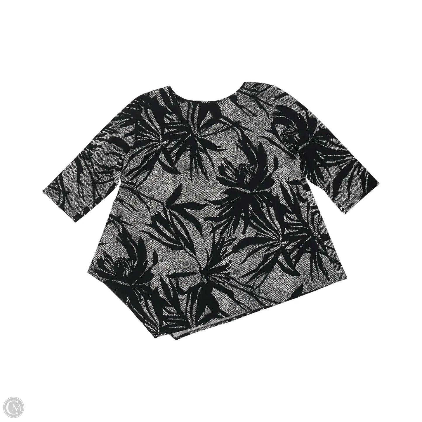 Blouse 3/4 Sleeve By Clara Sun Woo In Black & Cream, Size: 2x