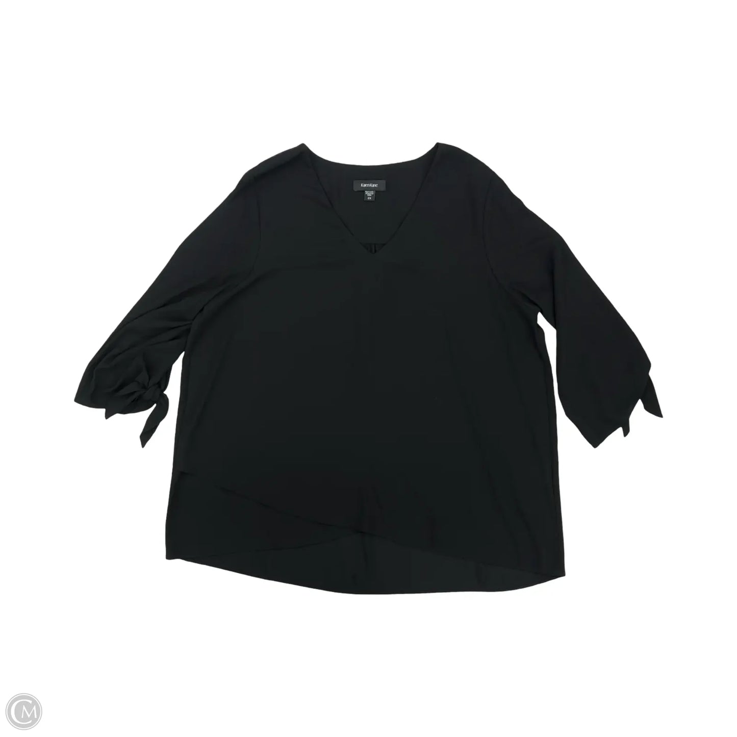 Blouse 3/4 Sleeve By Karen Kane In Black, Size: 2x