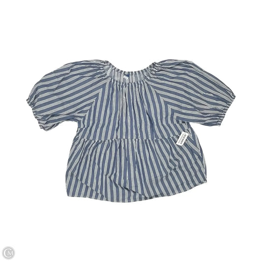 Blouse Short Sleeve By Old Navy In Blue & Cream, Size: M