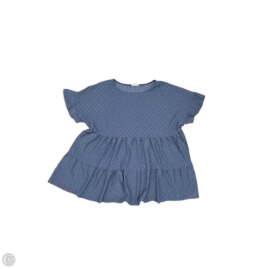 Blouse Short Sleeve By Chicsoul In Blue, Size: 1x