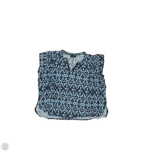 Blouse Short Sleeve By Lane Bryant In Blue & White, Size: 4x
