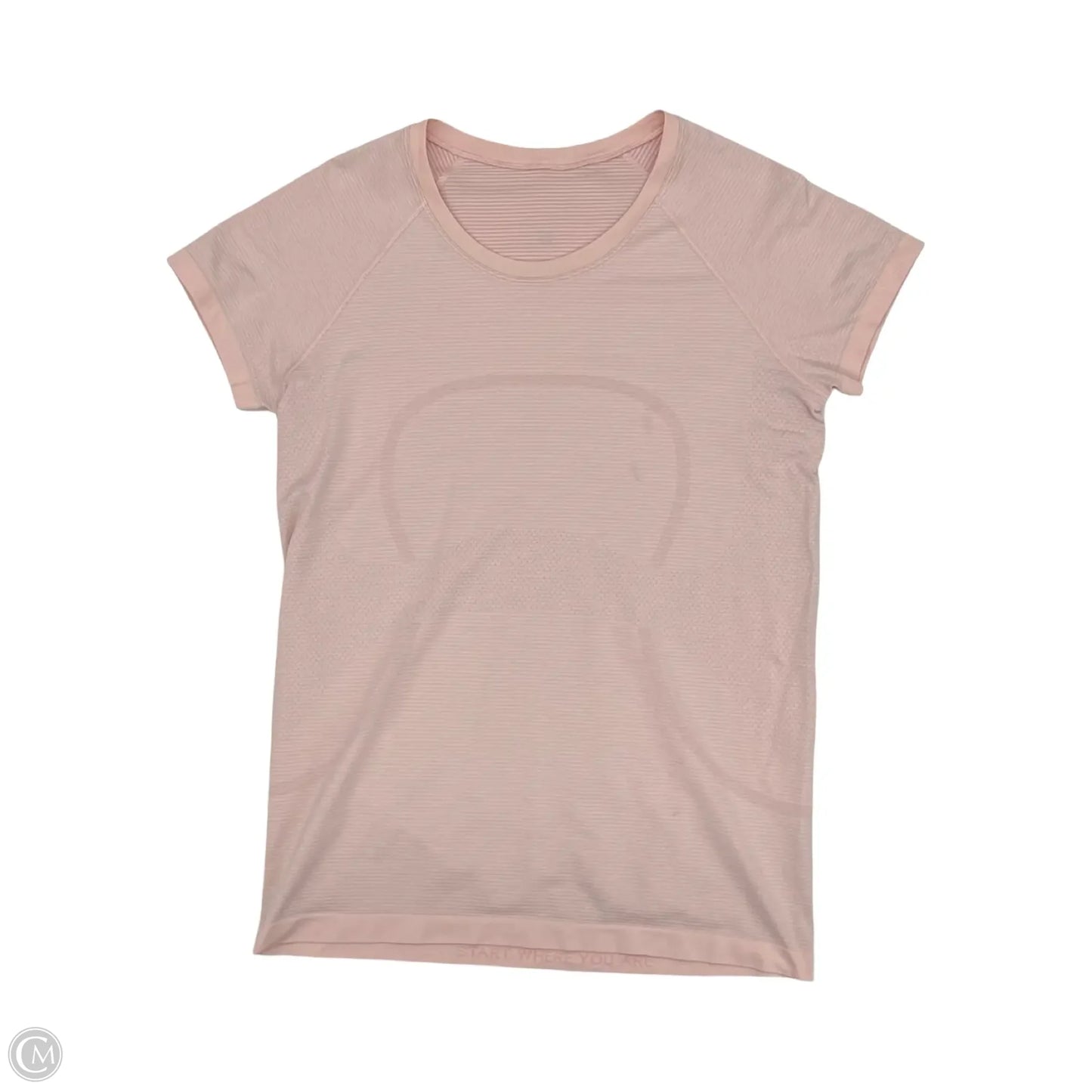 Athletic Top Short Sleeve By Lululemon In Pink, Size: L