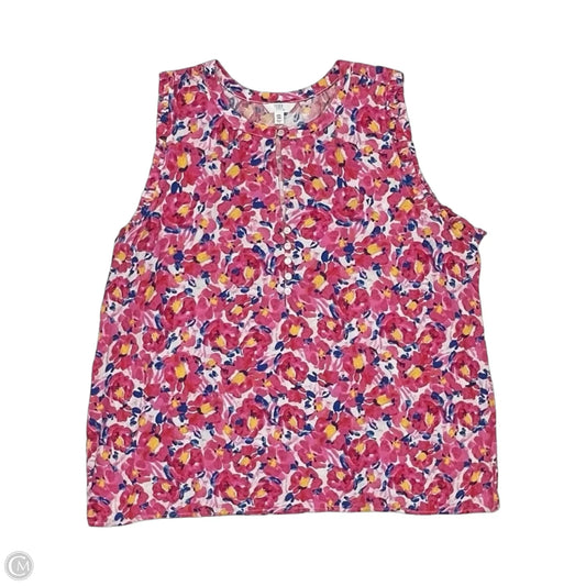Blouse Short Sleeve By Time And Tru In Blue & Pink, Size: Xxl