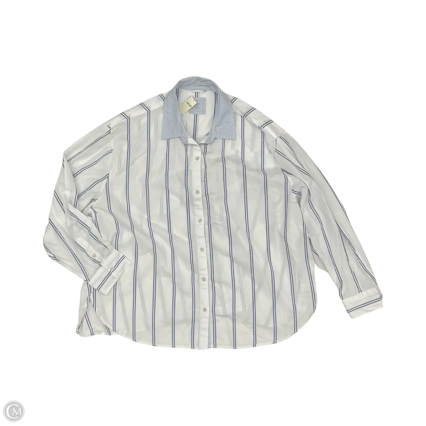 Top Long Sleeve By Aerie In Blue & White, Size: L