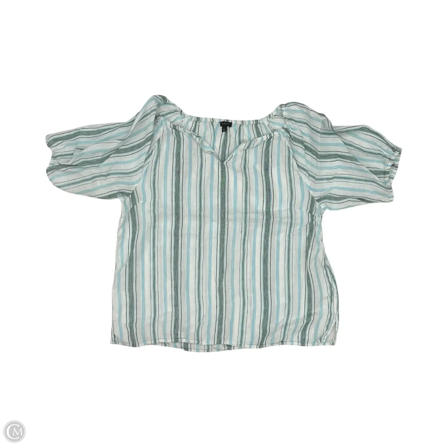 Blouse Short Sleeve By Talbots In Striped Pattern, Size: L