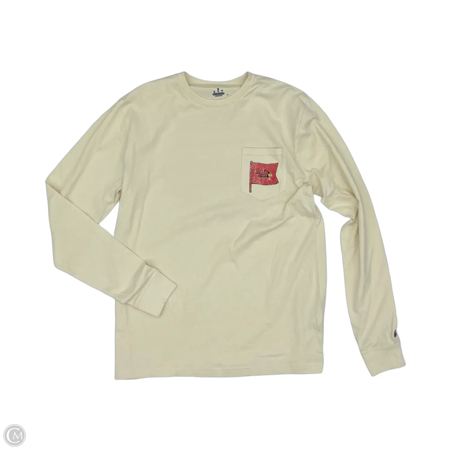 Athletic Top Long Sleeve Collar By Champion In Tan, Size: M