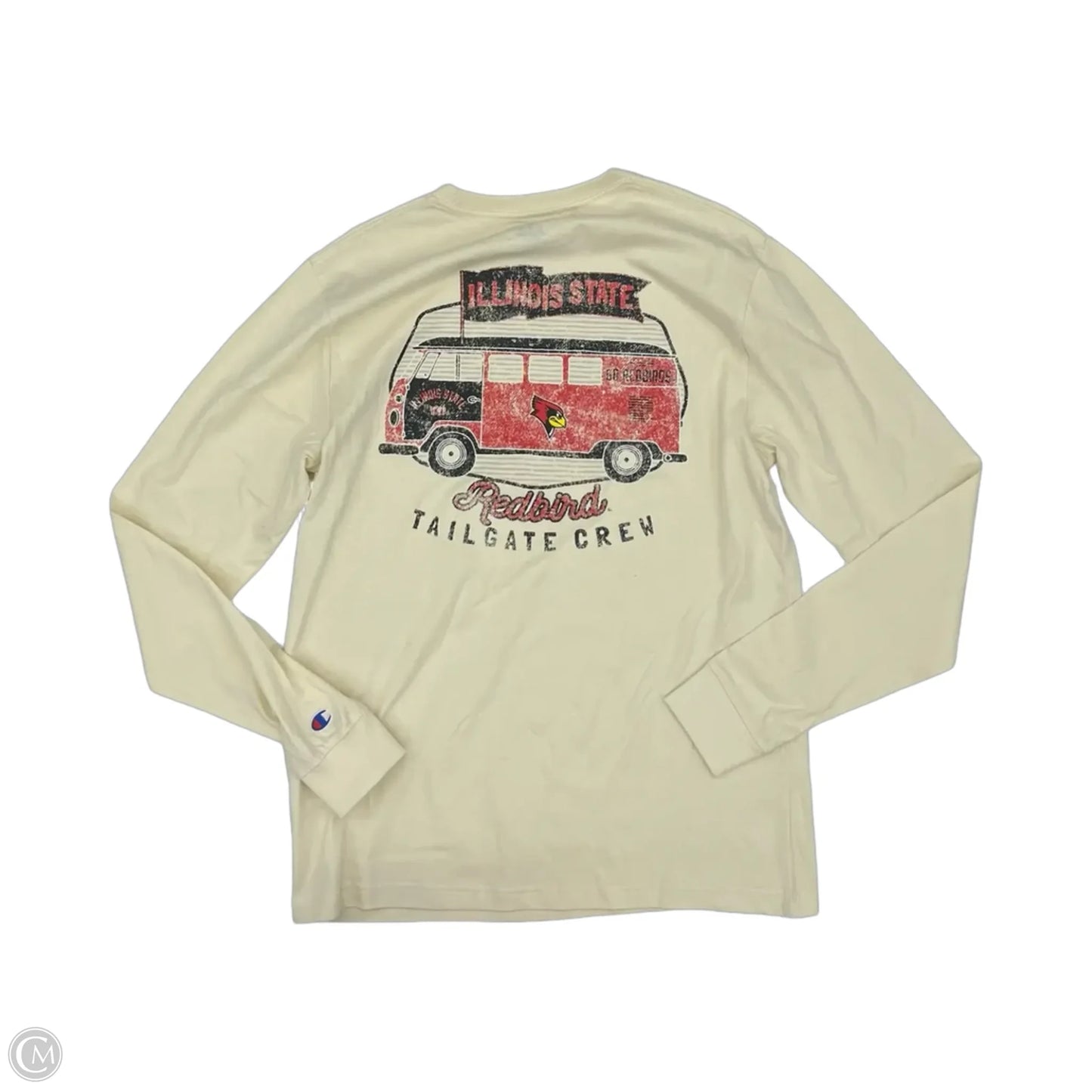 Athletic Top Long Sleeve Collar By Champion In Tan, Size: M