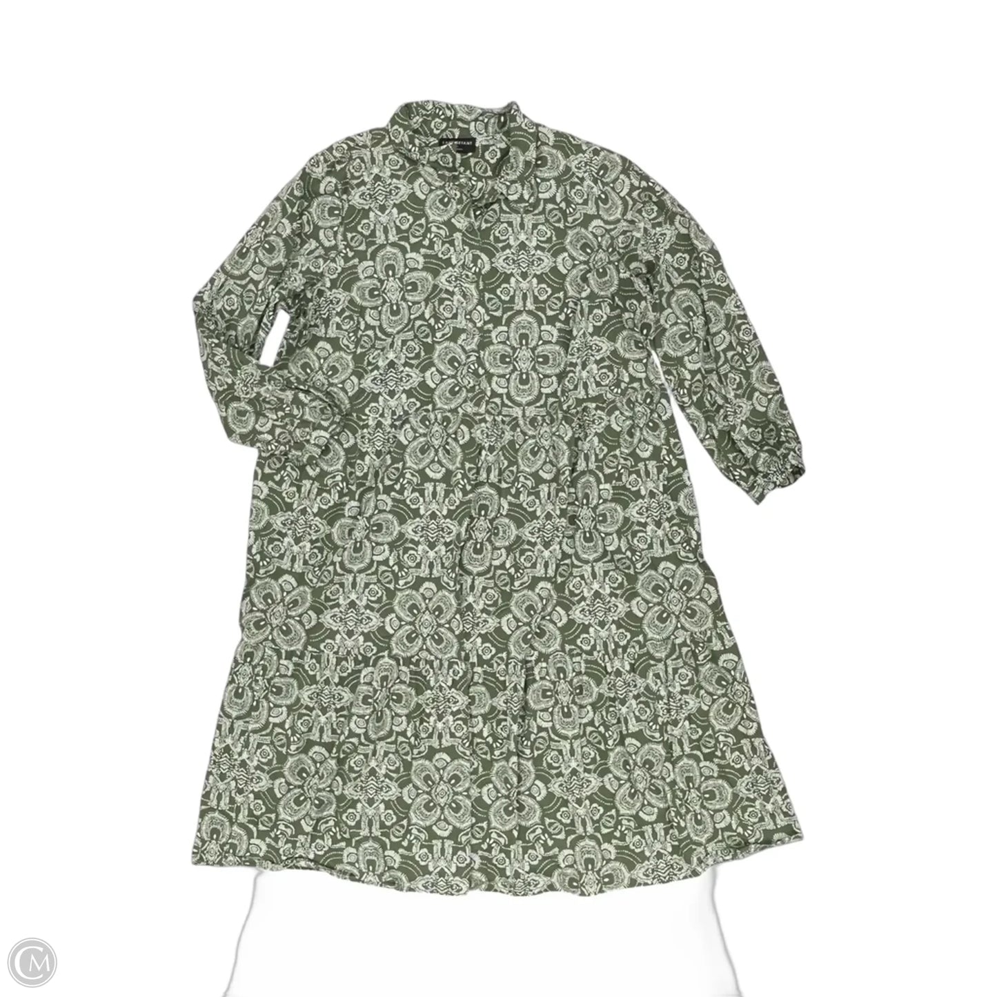 Dress Casual Midi By Lane Bryant In Green & White, Size: 22