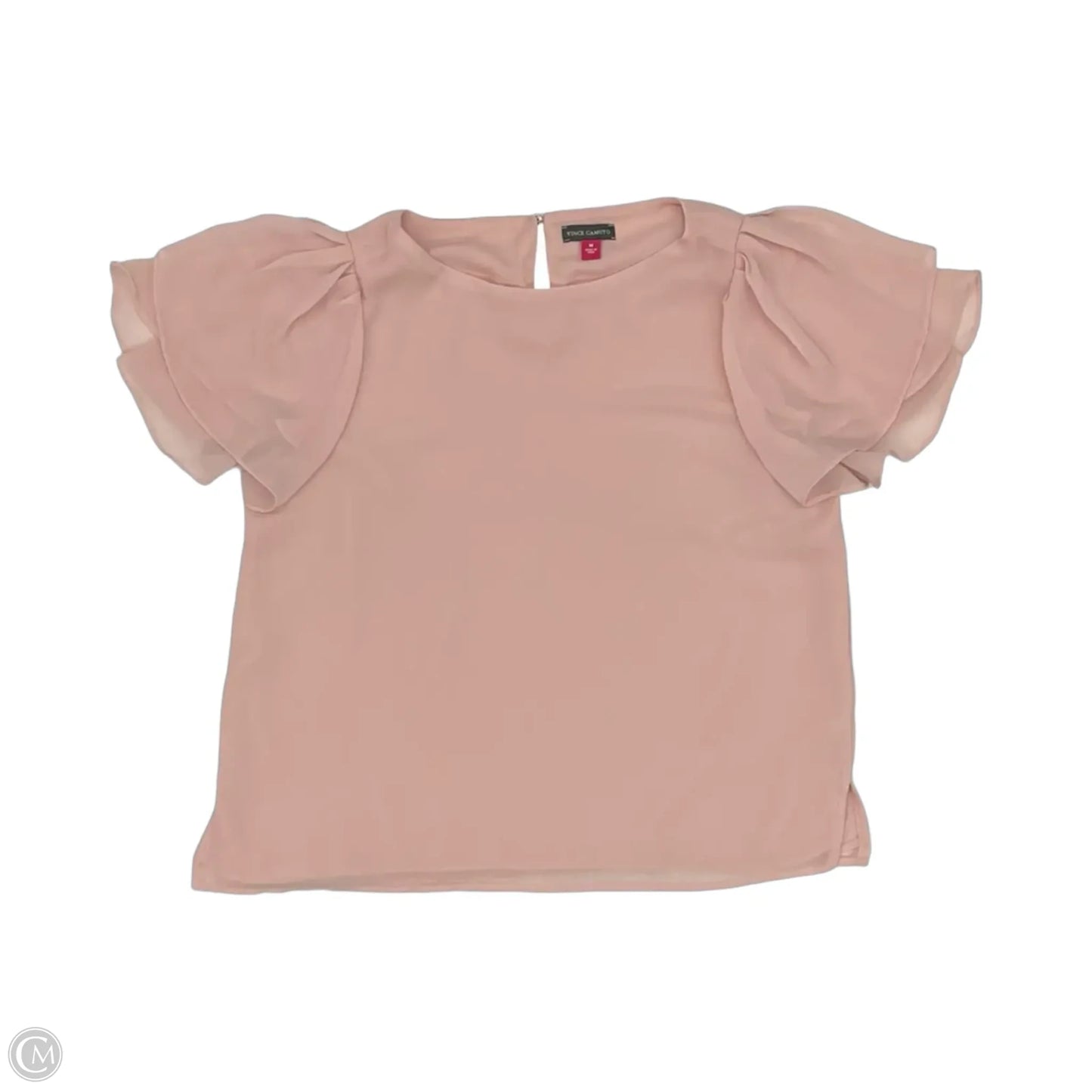 Blouse Short Sleeve By Vince Camuto In Pink, Size: M