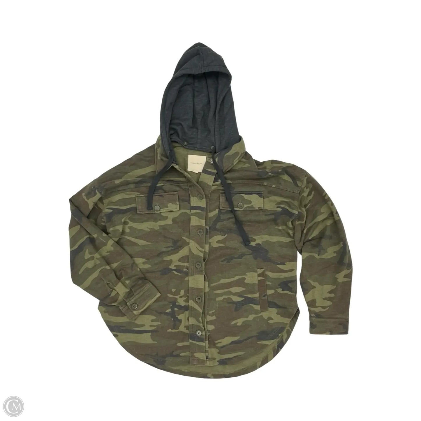 Jacket Shirt By Thread And Supply In Camouflage Print, Size: L