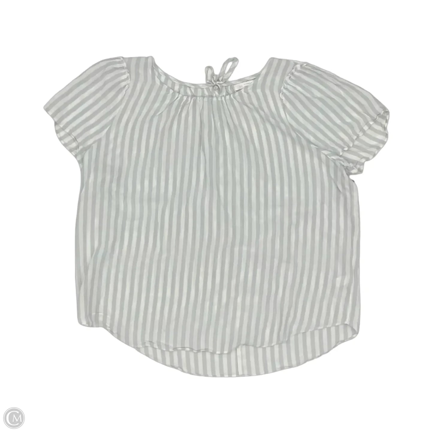 Blouse Short Sleeve By Lc Lauren Conrad In Grey & White, Size: L