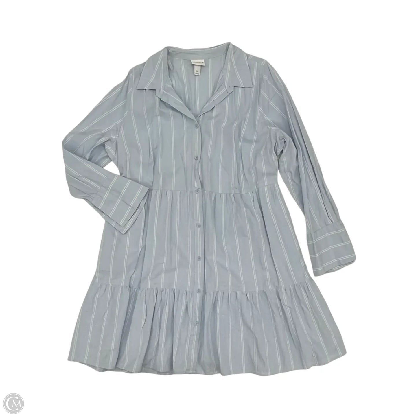 Dress Casual Short By Ava & Viv In Blue & Cream, Size: Xxl