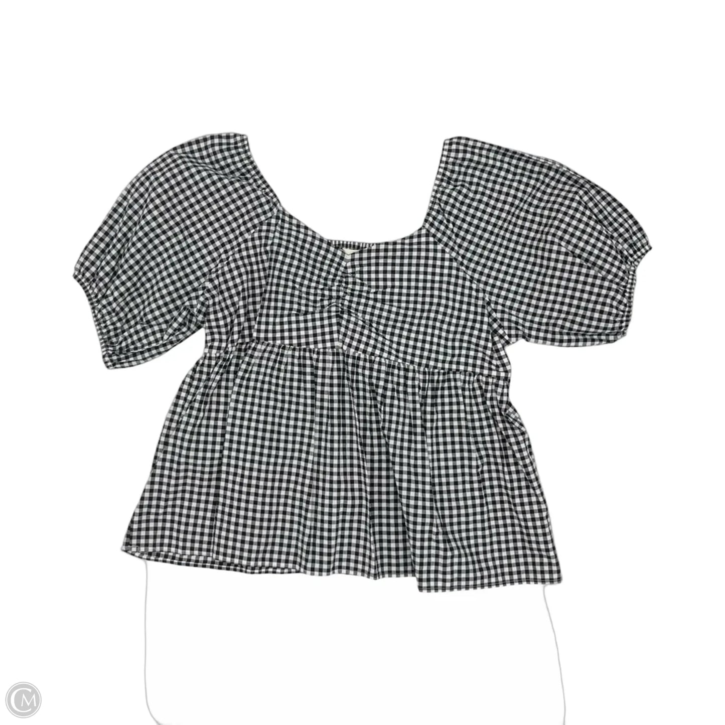 Blouse Short Sleeve By Terra & Sky In Blue & Cream, Size: 1x