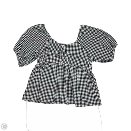 Blouse Short Sleeve By Terra & Sky In Blue & Cream, Size: 1x
