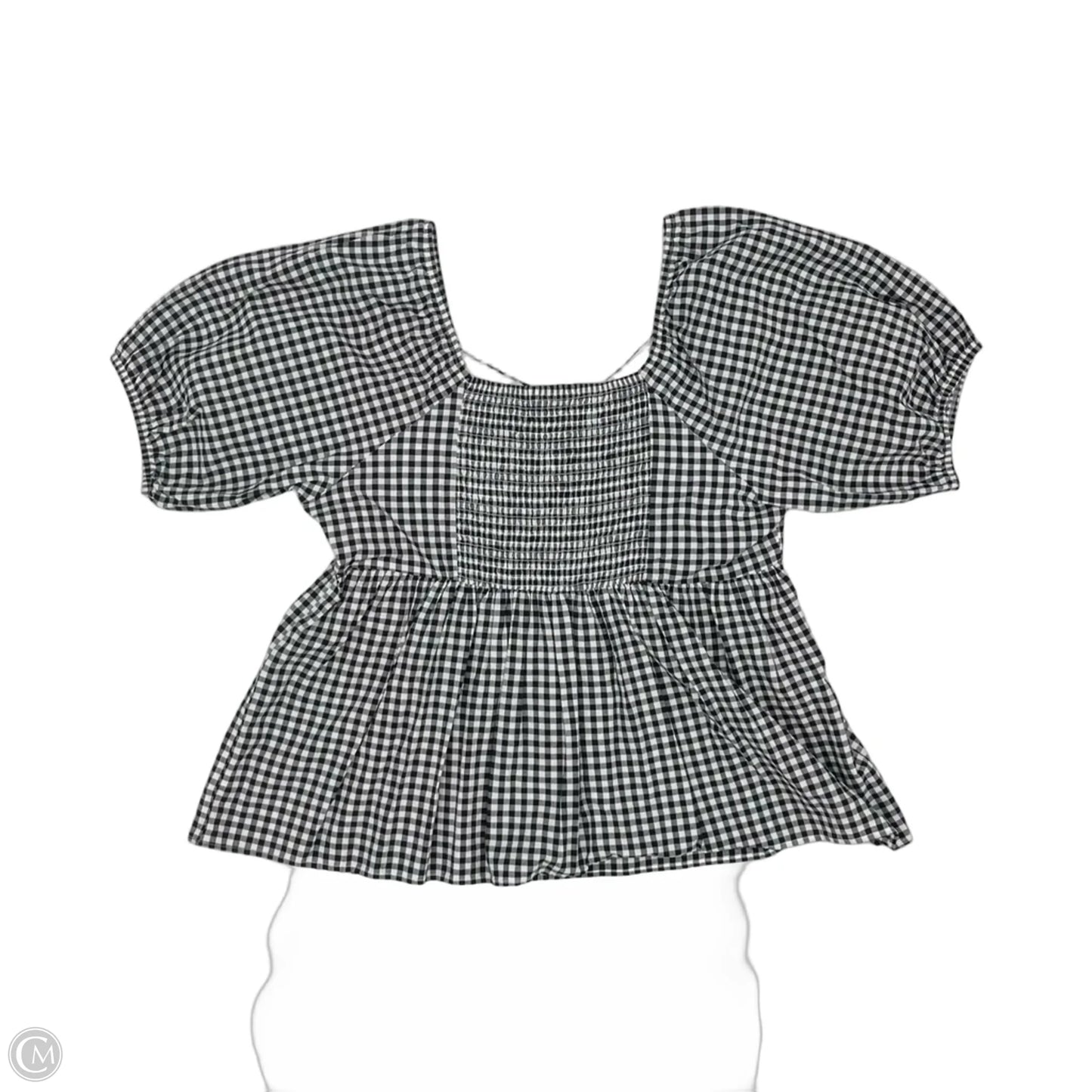 Blouse Short Sleeve By Terra & Sky In Blue & Cream, Size: 1x
