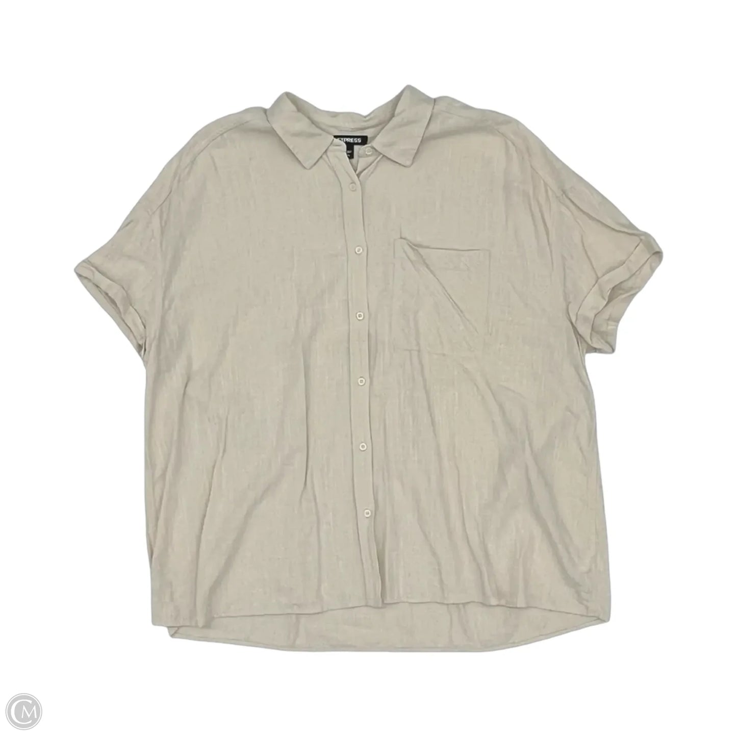 Top Short Sleeve By Express In Tan, Size: Xl