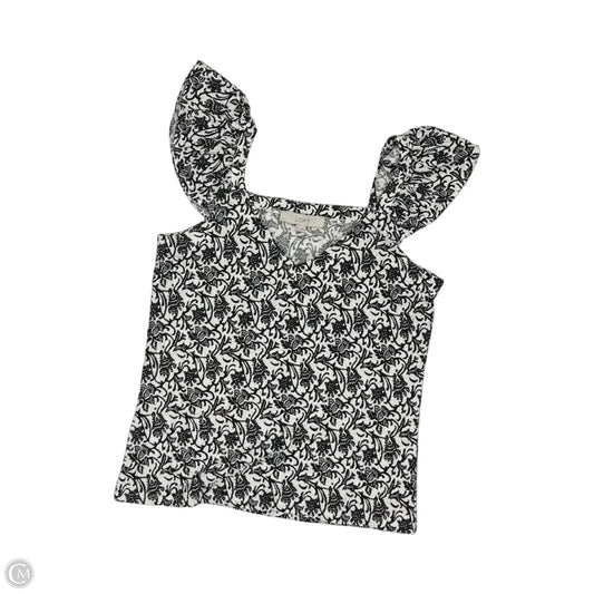 Blouse Short Sleeve By Loft In Black & Cream, Size: S